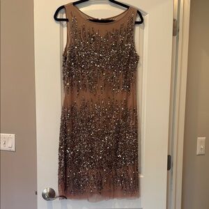 Adrianna Papell Brown Sequin Embellished Mini Dress